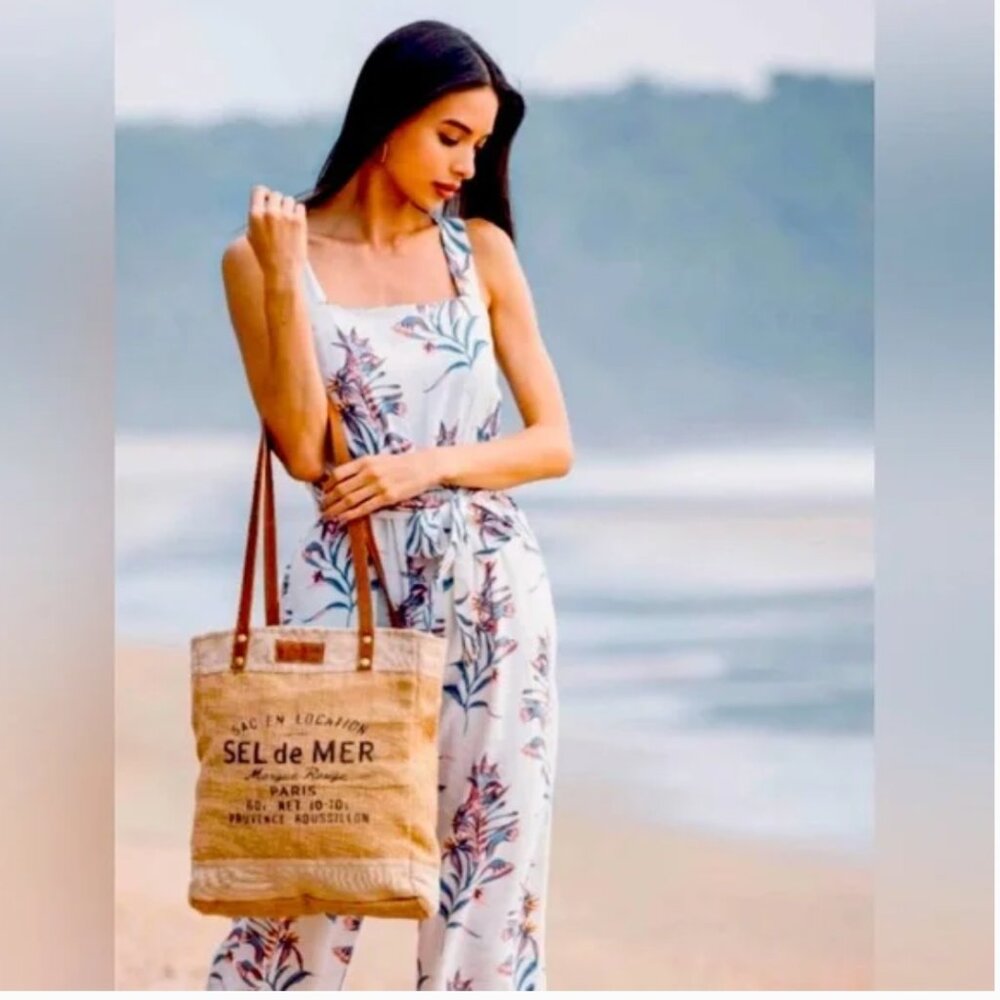 H&M Desmond & Dempsey Floral Linen Blend Jumpsuit
